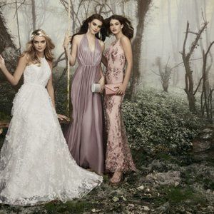 New Le Chateau wedding gown dress embellished beaded sheer tulle embroidery mesh